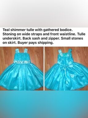 CINDERELLA COUTURE By SAMMIE HAHN Sparkle Strap Teal Girls' Party Dress SIZE 6